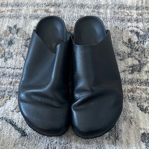Seychelles Black Italian Leather Slip-On Mules